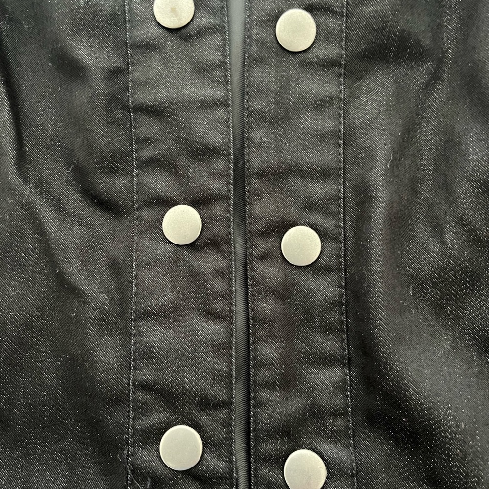 DRESSBARN Black Open Front Blazer Silver Studded Accents 3/4 Sleeves Size 18/20 - Picture 4 of 9